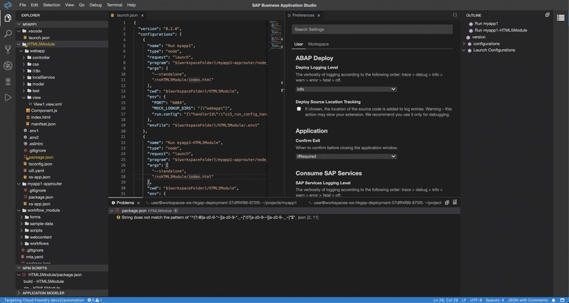 SAP Business Application Studio Code SAP Business Application Studio Code